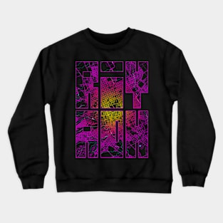 Riyadh, Saudi Arabia City Map Typography - Neon Crewneck Sweatshirt